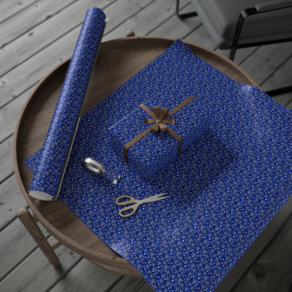 Hanukkah Glowing Star Wrapping Paper | Holiday Gift Wrapping Paper Roll