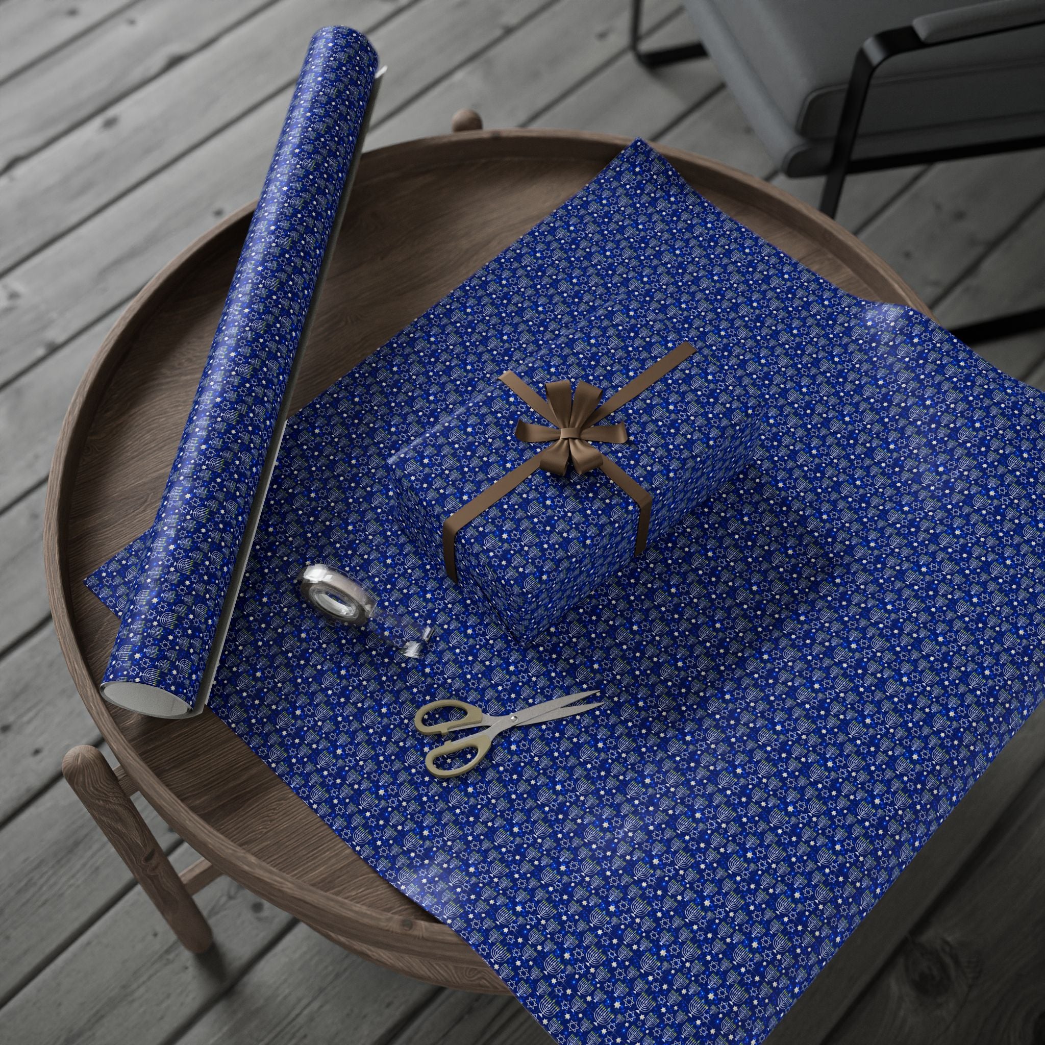 Hanukkah Glowing Star Wrapping Paper | Holiday Gift Wrapping Paper Roll