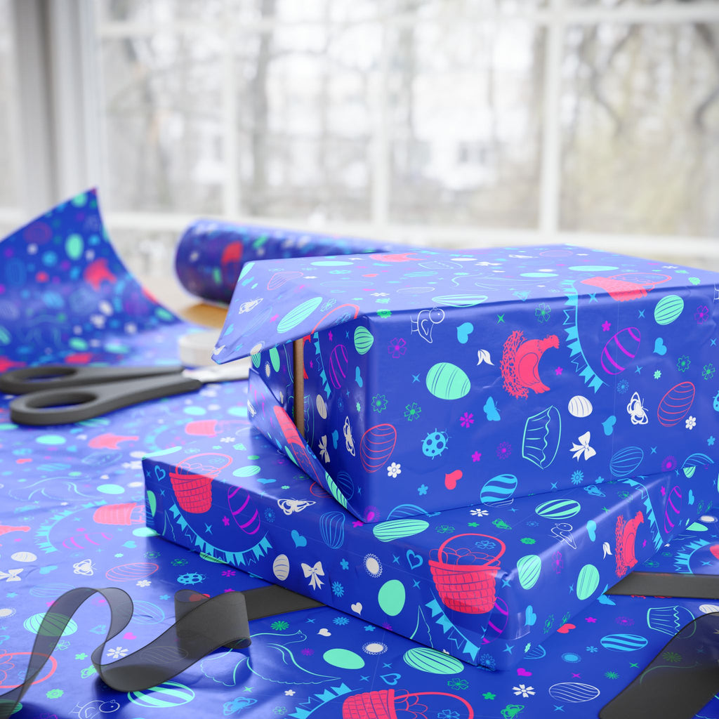 Easter Very Blue Sunday Wrapping Paper | Holiday Gift Wrapping Paper Roll