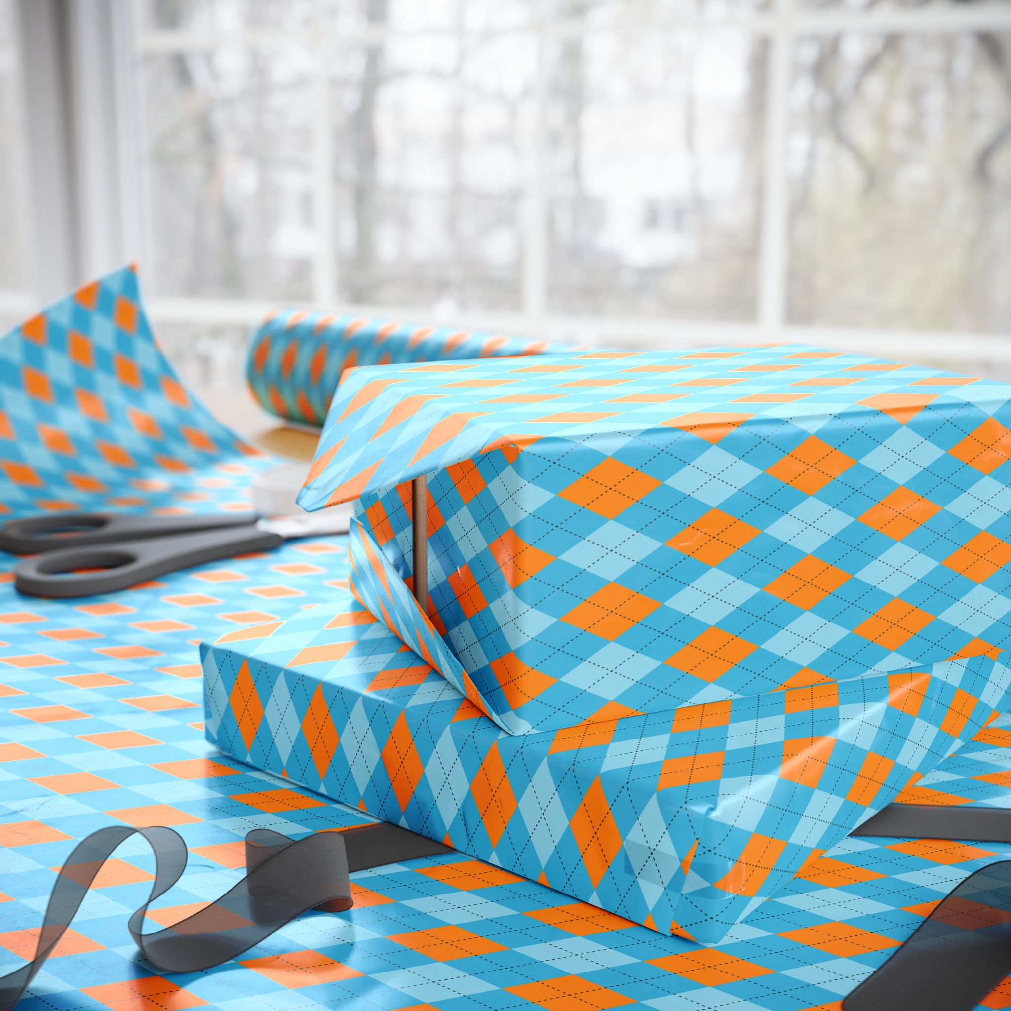 Argyle Design 036 Wrapping Paper - Holiday Gift Wrapping Paper Roll