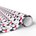 Christmas Red and Blue Stockings Wrapping Paper | Holiday Gift Wrapping Paper Roll