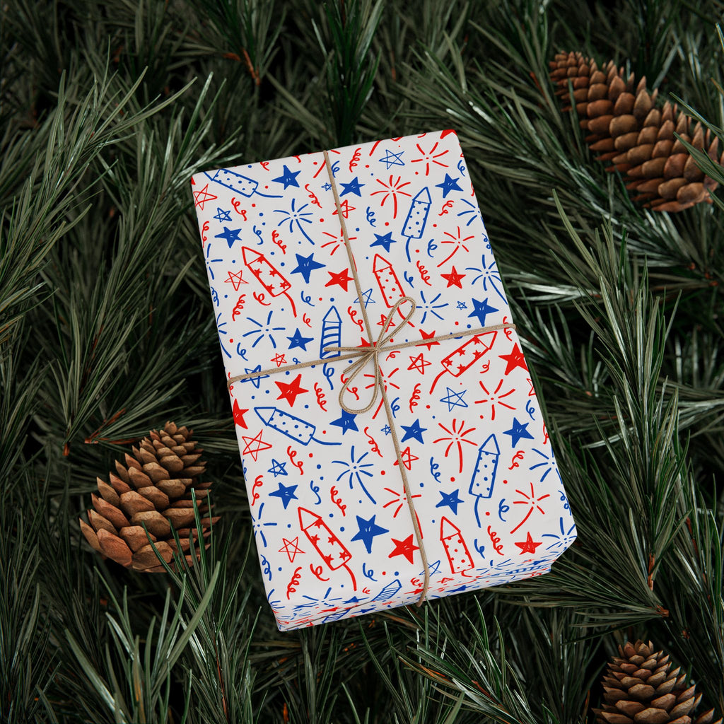 4th of July Doodles Wrapping Paper | Holiday Gift Wrapping Paper Roll