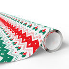 Christmas Boughs of Holly Chevron Wrapping Papers | Holiday Gift Wrapping Paper Roll