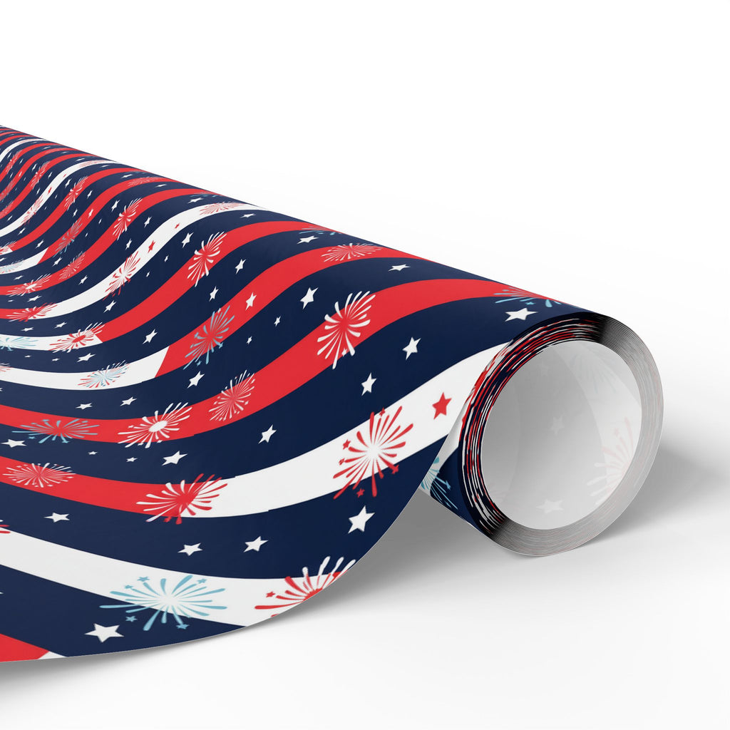 4th of July Colorblock Stripes Wrapping Paper | Holiday Gift Wrapping Paper Roll