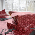 Christmas Dark Red Snowflakes Wrapping Paper | Holiday Gift Wrapping Paper Roll