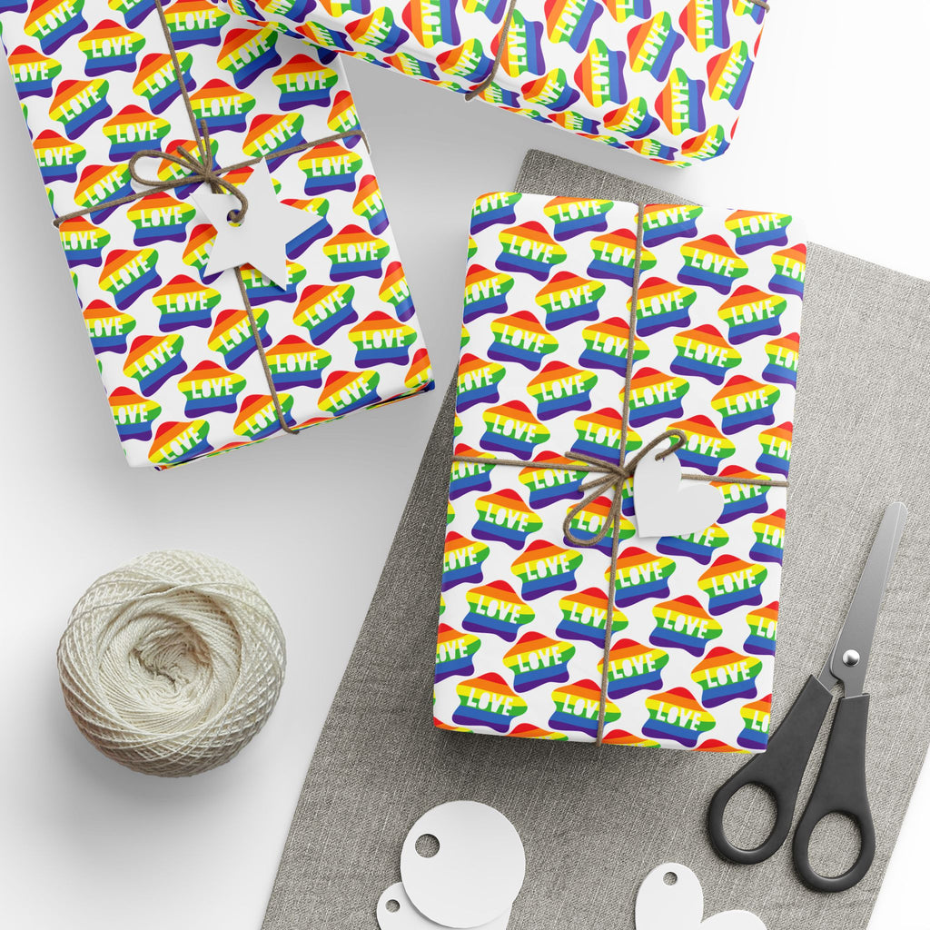 Pride Rainbow Love Blurbs Wrapping Paper Design | Holiday Gift Wrapping Paper Roll