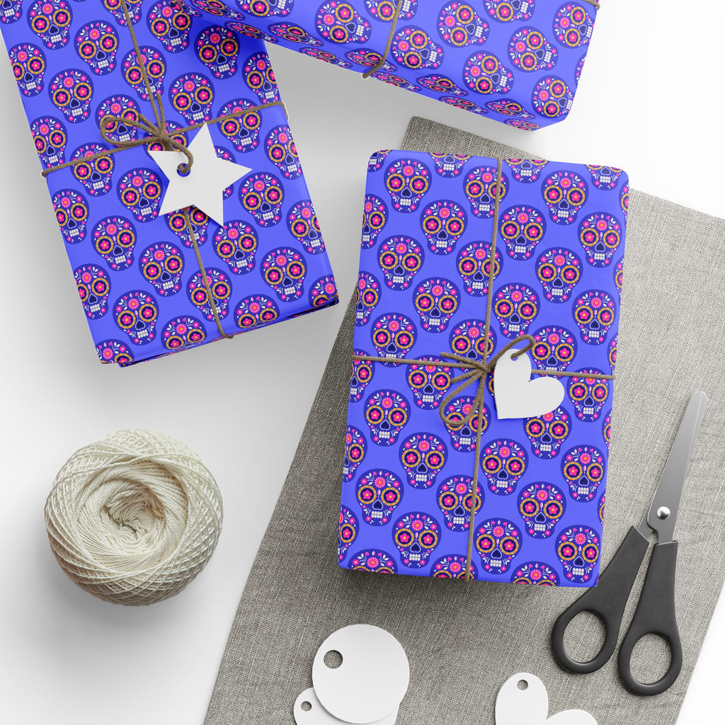 Day of the Dead Vibrant Sugar Skulls sWrapping Paper | Holiday Gift Wrapping Paper Roll
