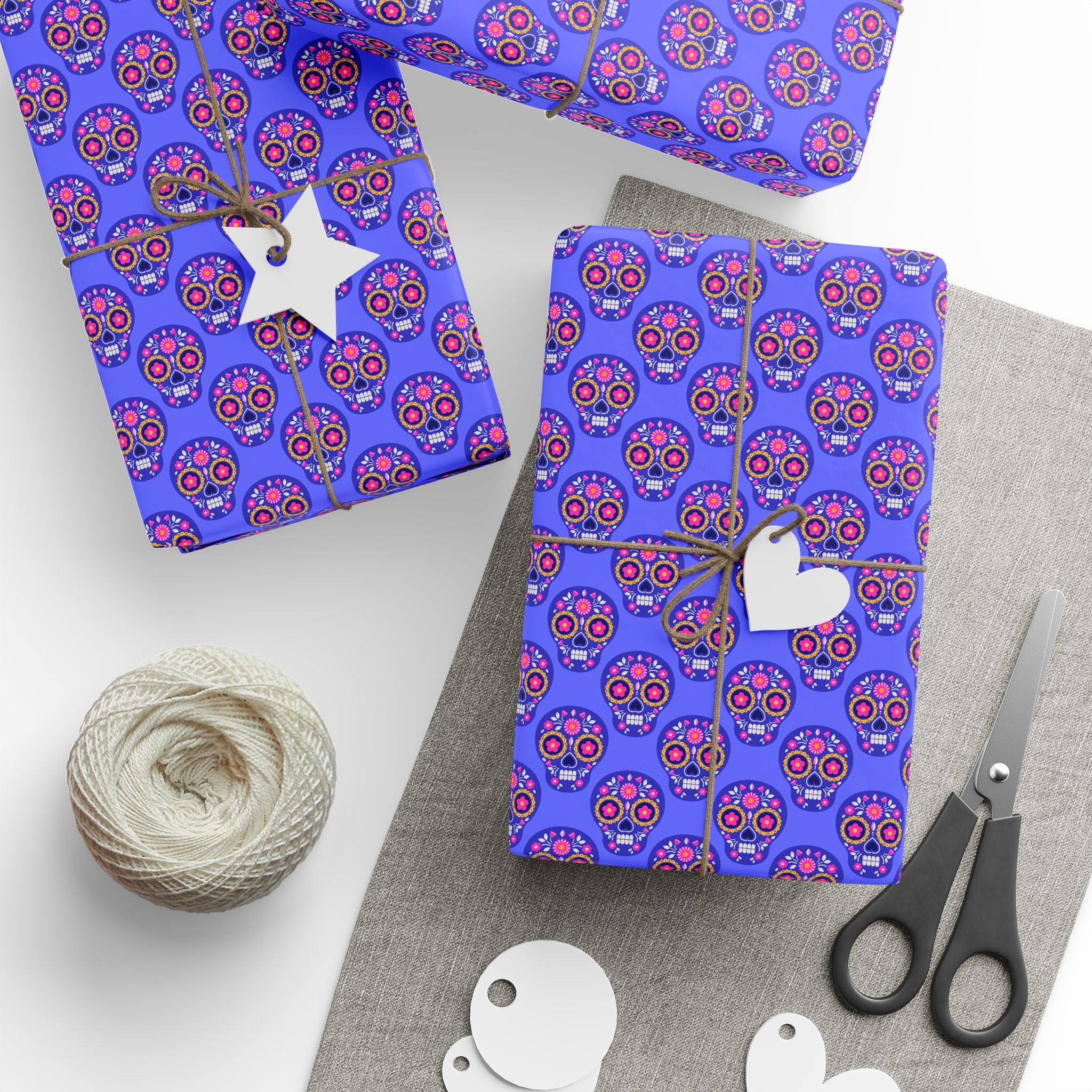 Day of the Dead Vibrant Sugar Skulls sWrapping Paper | Holiday Gift Wrapping Paper Roll