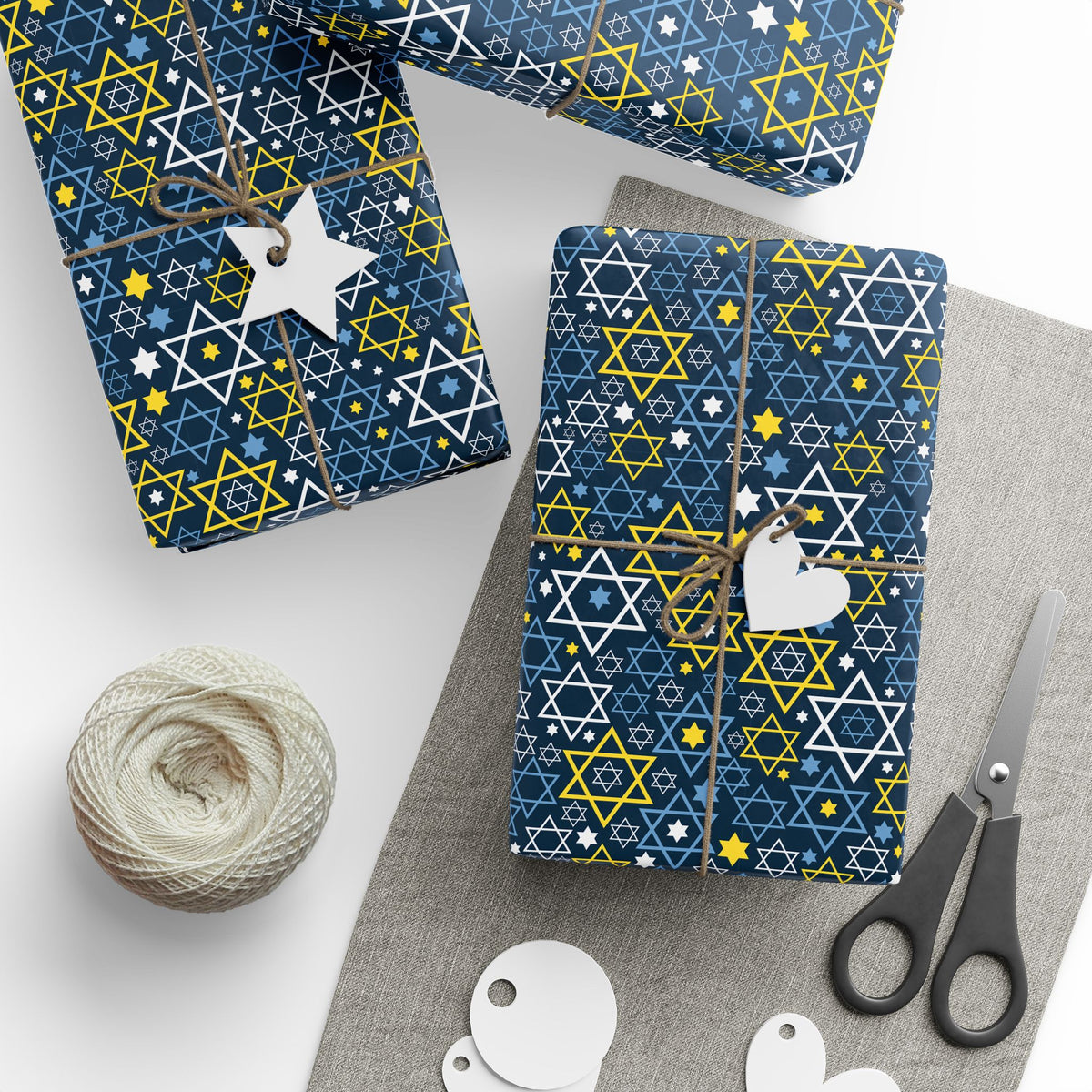 Hanukkah Thematic Stars Wrapping Paper | Holiday Gift Wrapping Paper Roll