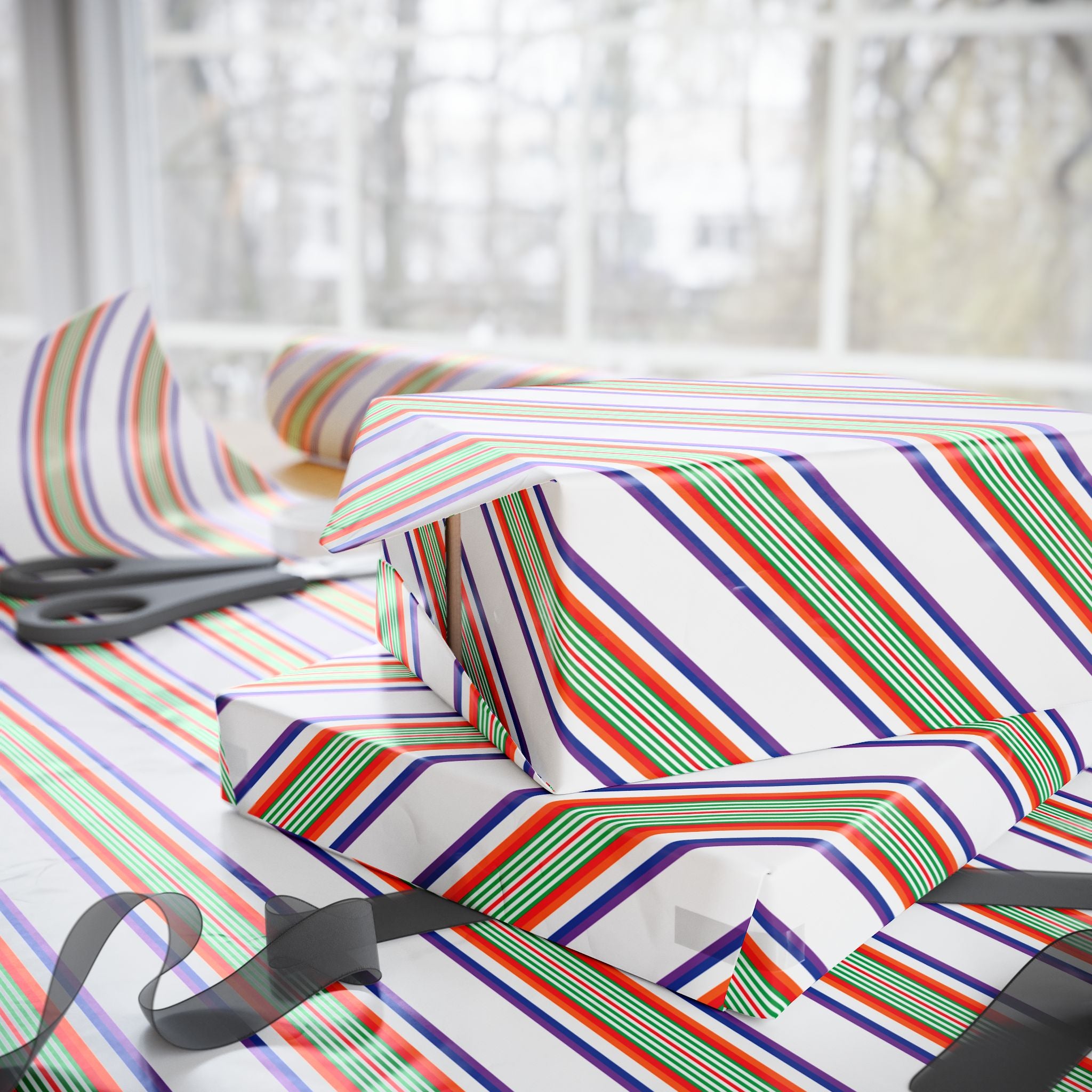 Stripe Design 006 Wrapping Paper - Holiday Gift Wrapping Paper Roll