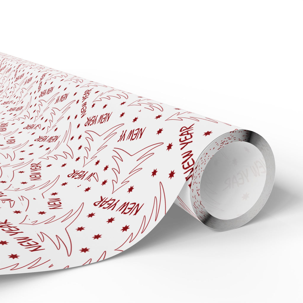 New Year's Pine Stars Wrapping Paper - Holiday Gift Wrapping Paper Roll
