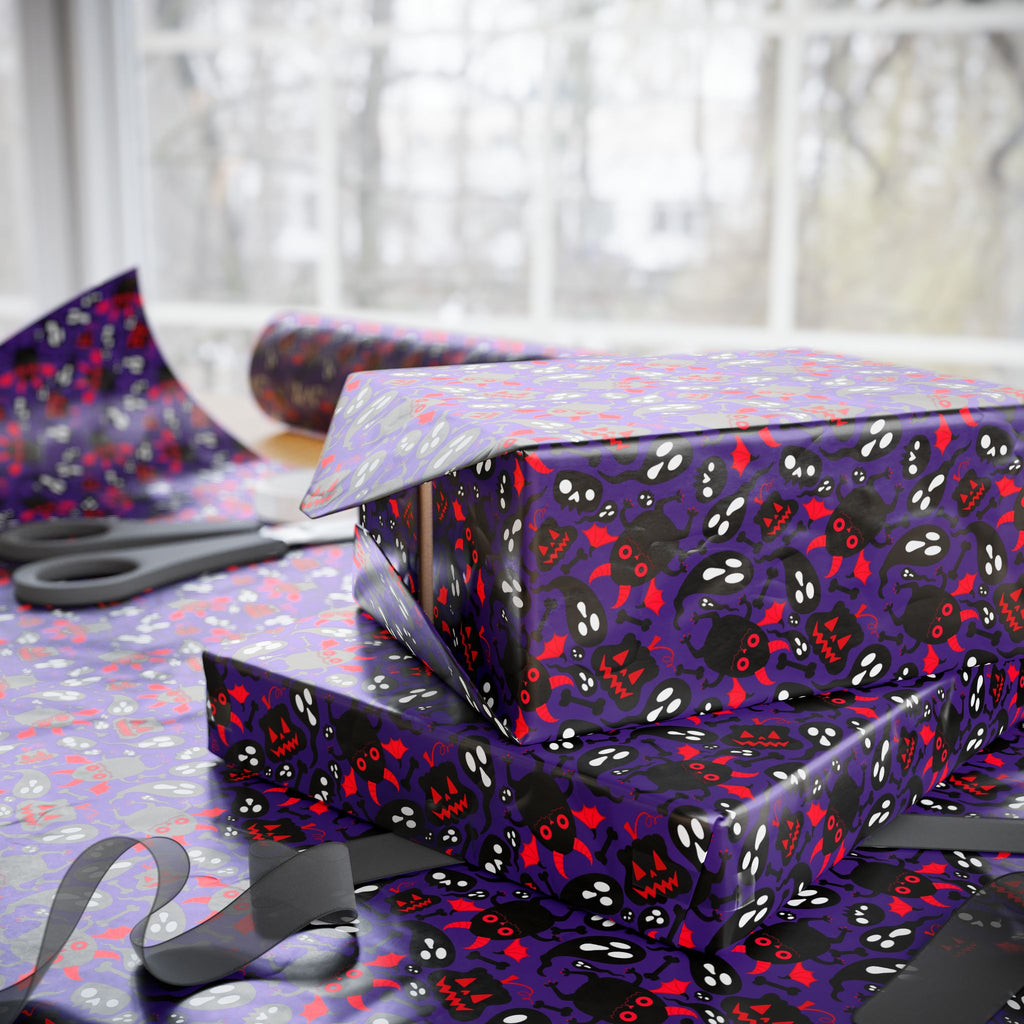 Halloween Red Wing Monsters Wrapping Paper | Holiday Gift Wrapping Paper Roll