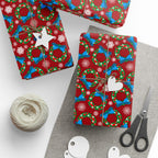 Christmas Snowy Wreaths Wrapping Paper | Holiday Gift Wrapping Paper Roll