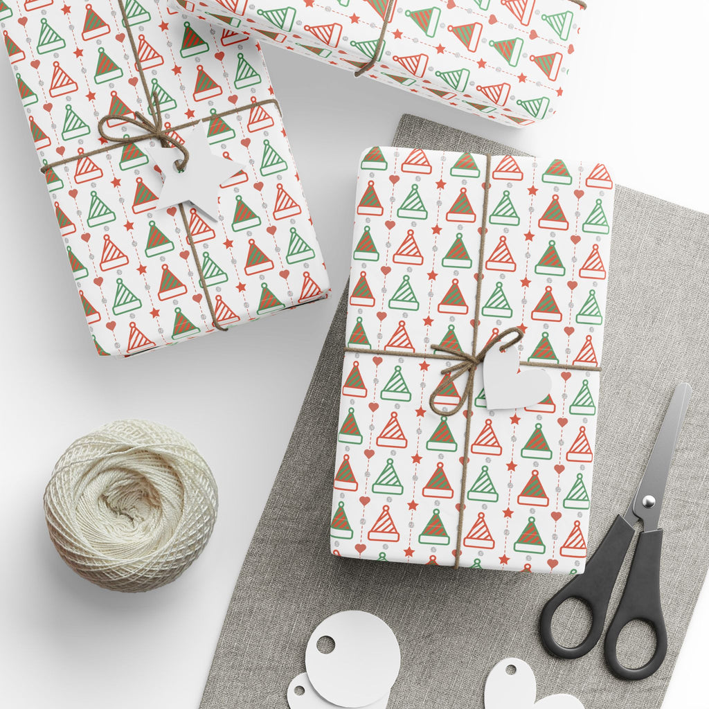 Christmas Marker Hats Wrapping Paper | Holiday Gift Wrapping Paper Roll