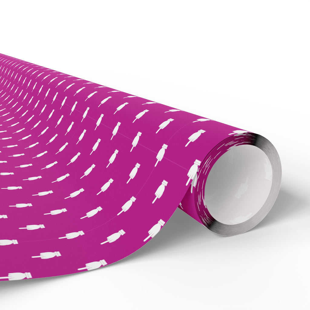 NSFW Friendly Hello Middle Finger on Hot Pink Wrapping Paper - Holiday Gift Wrapping Paper Roll