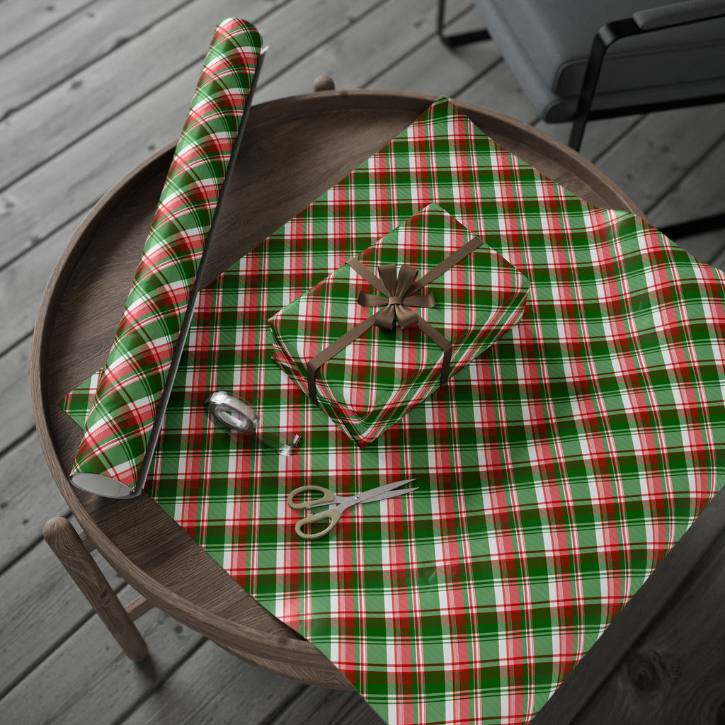 Christmas Green Tartain Plaid Wrapping Paper | Holiday Gift Wrapping Paper Roll