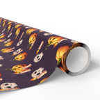 Halloween Pumpkin Candles Wrapping Paper | Holiday Gift Wrapping Paper Roll