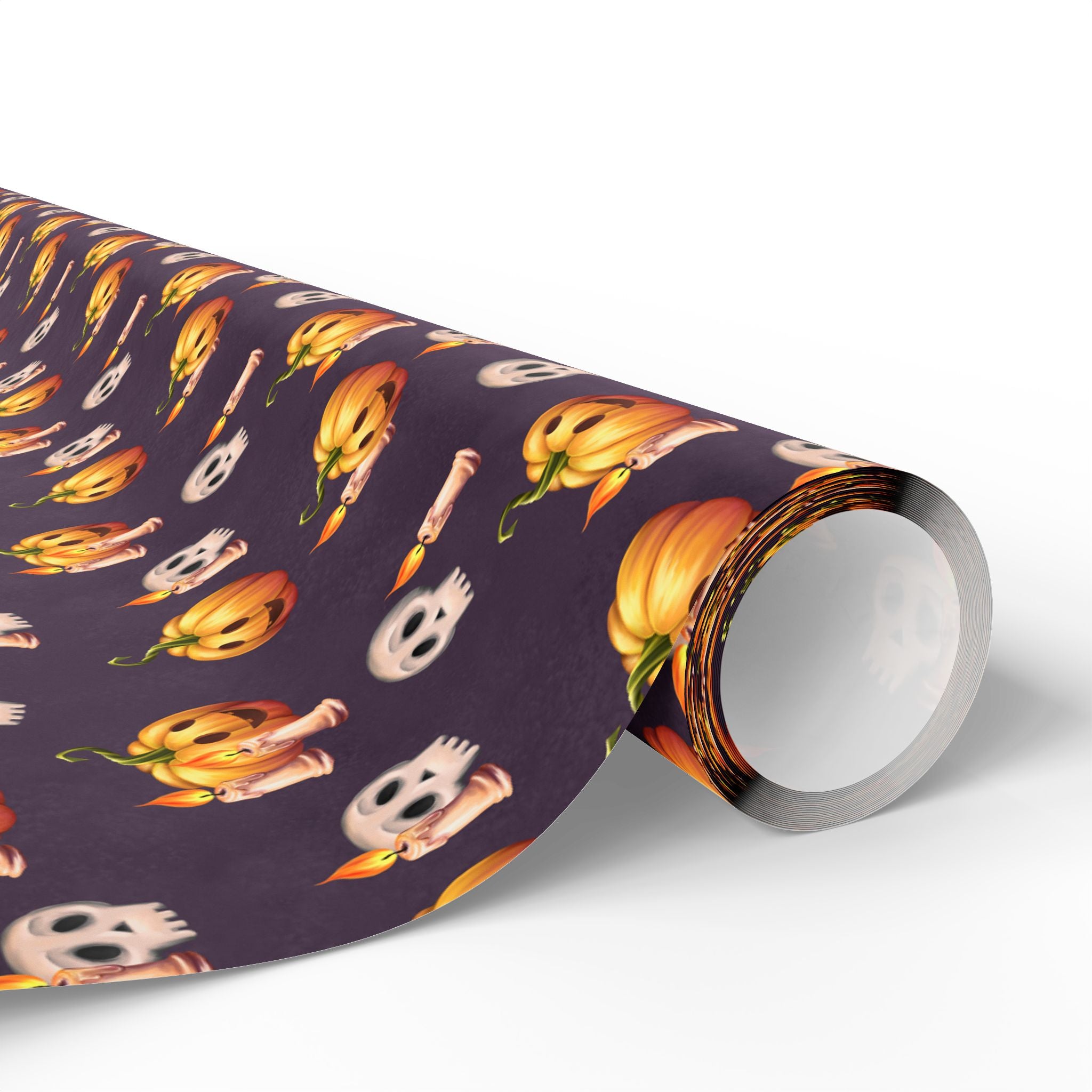 Halloween Pumpkin Candles Wrapping Paper | Holiday Gift Wrapping Paper Roll