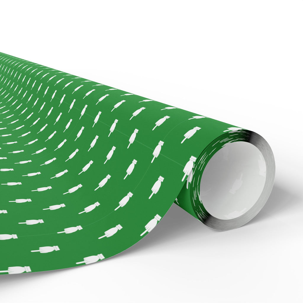 NSFW Friendly Hello Middle Finger on Green Wrapping Paper - Holiday Gift Wrapping Paper Roll