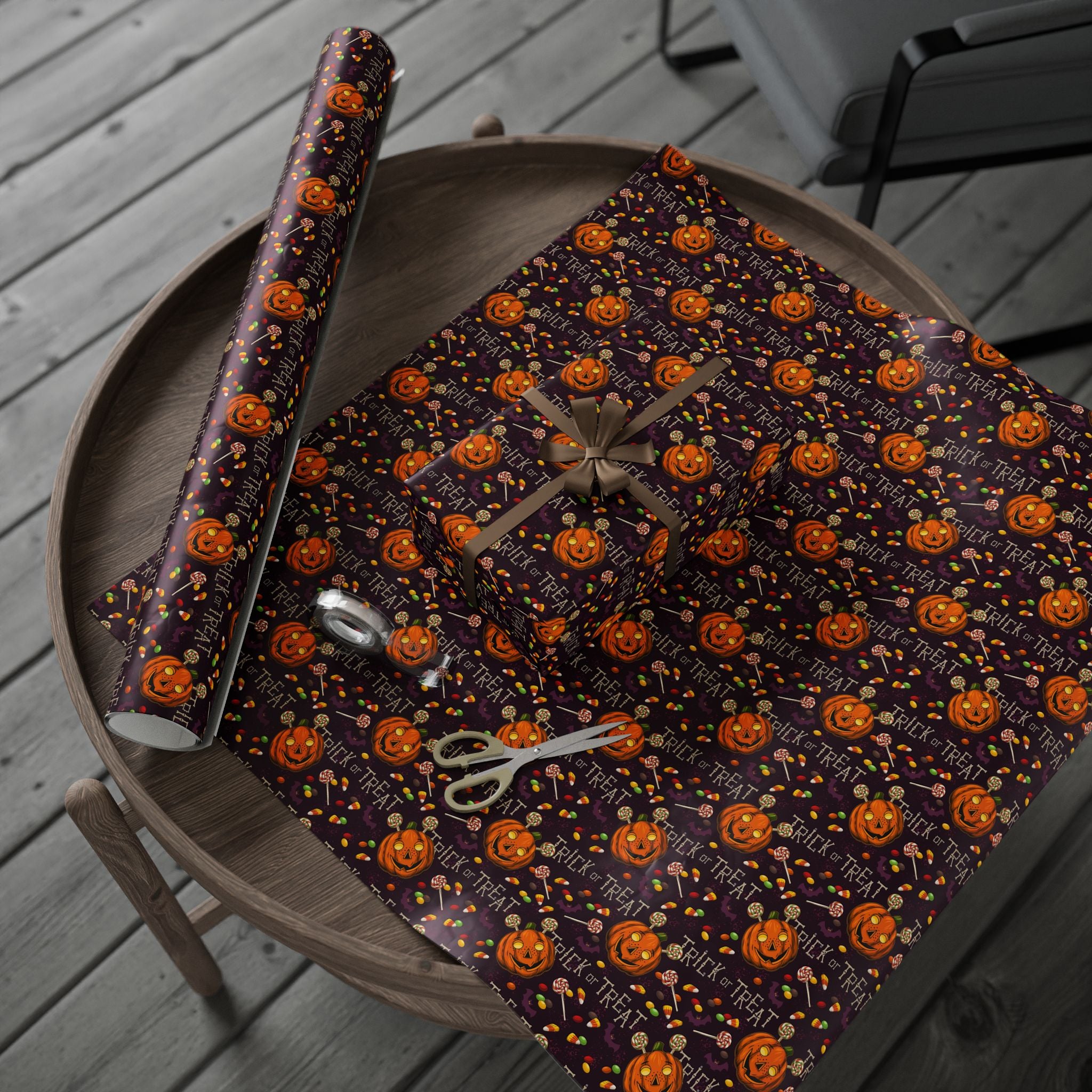 Halloween Trick or Treat Candy Wrapping Paper | Holiday Gift Wrapping Paper Roll
