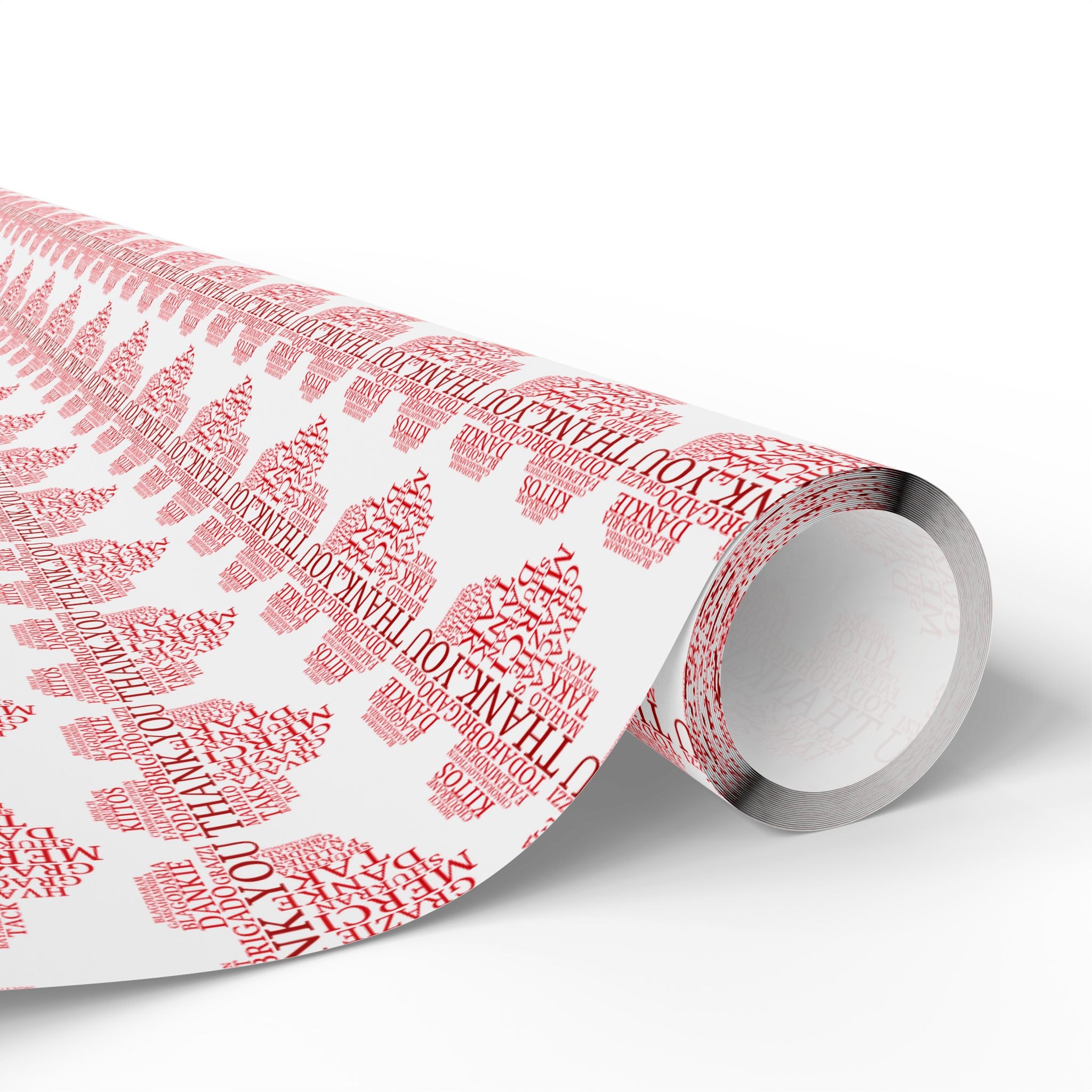 Thank You Multilingual Heart Wrapping Paper Design | Holiday Gift Wrapping Paper Roll