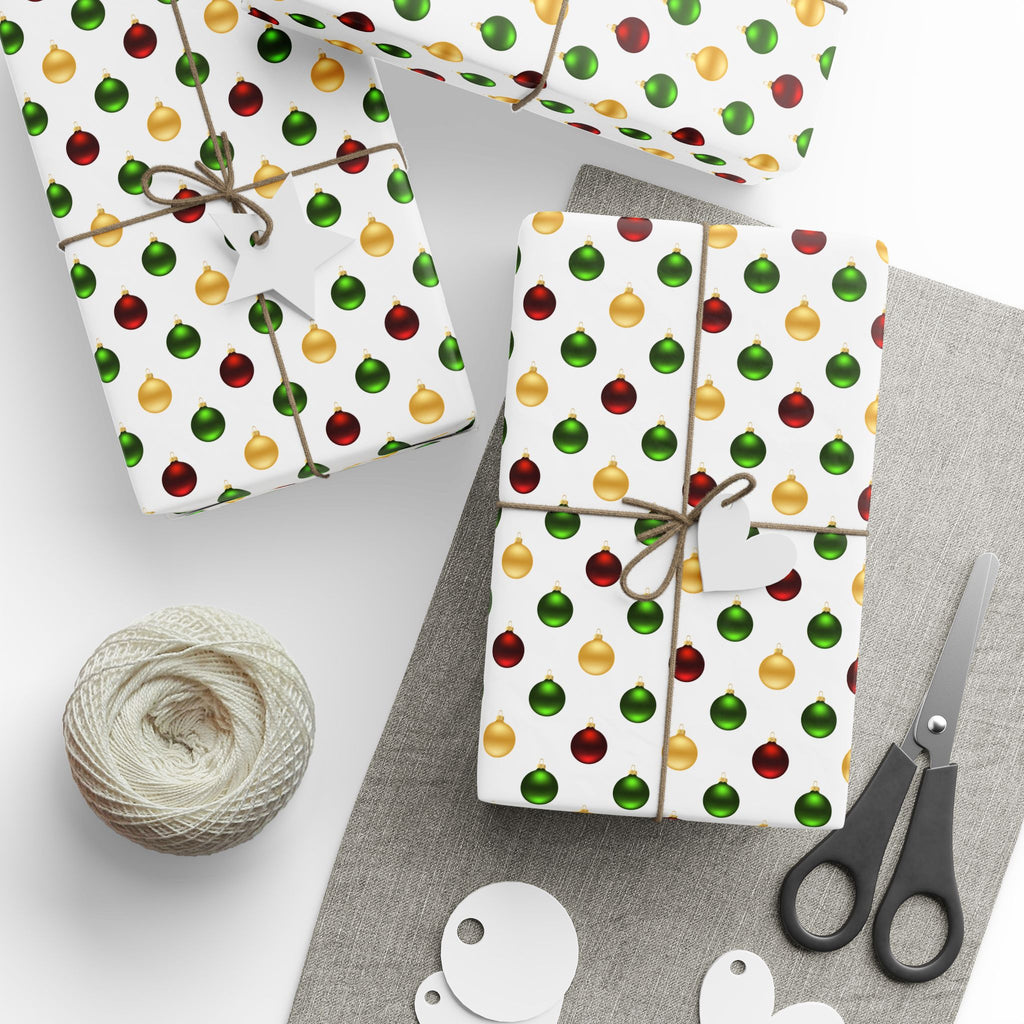 Christmas Satin Ornaments Wrapping Paper | Holiday Gift Wrapping Paper Roll