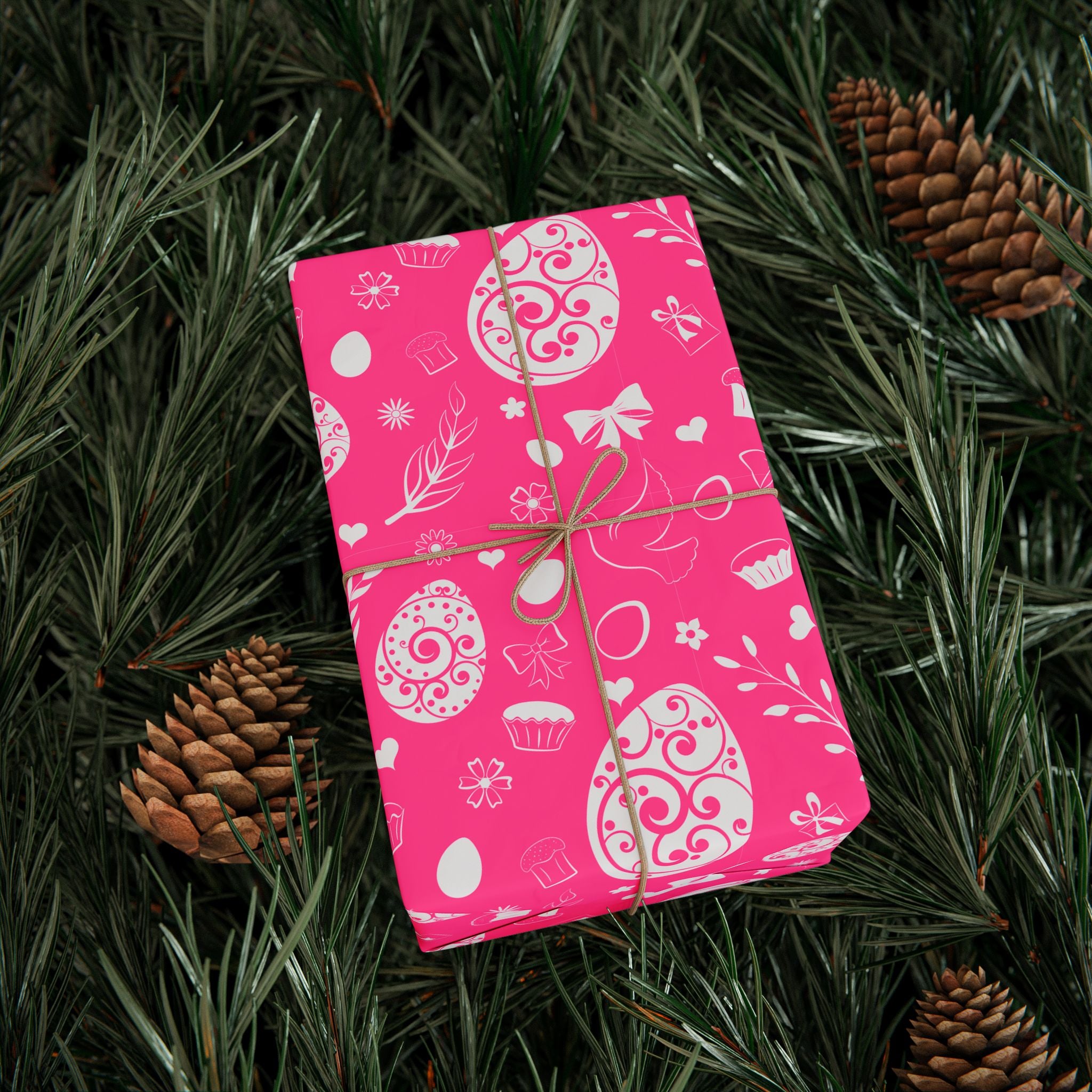 Easter Pink Gift Box Wrapping Paper | Holiday Gift Wrapping Paper Roll