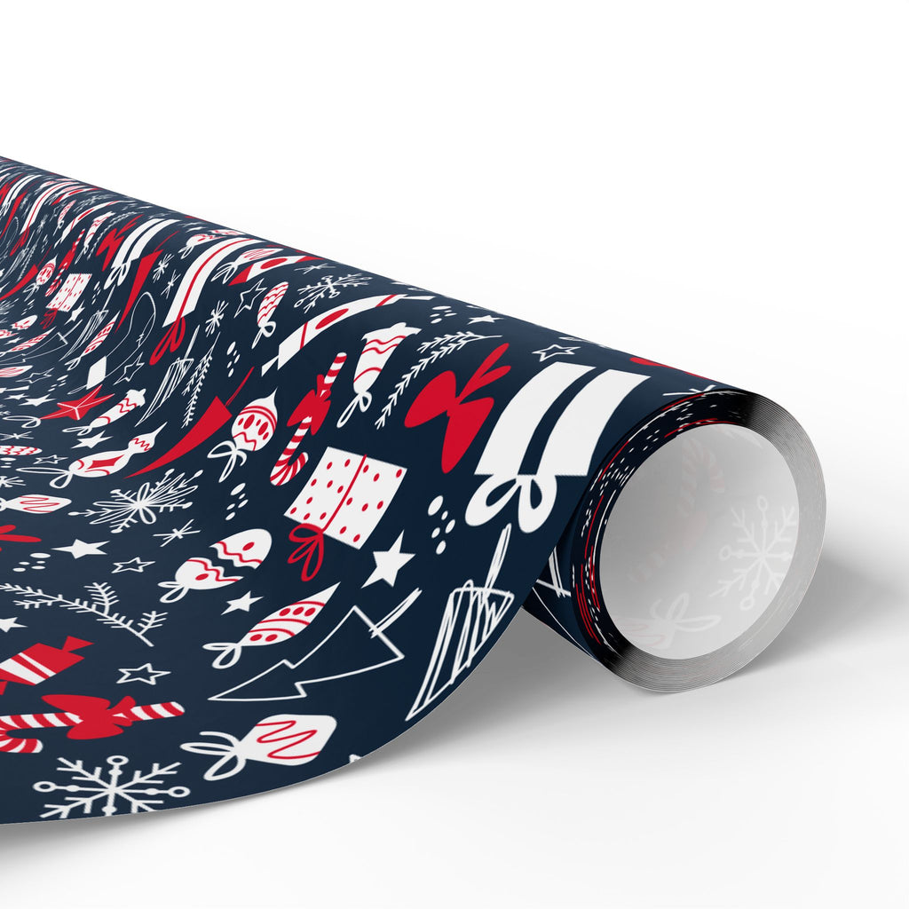 Christmas Bells & Bows Wrapping Paper | Holiday Gift Wrapping Paper Roll