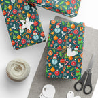 Christmas Decorated Icons Wrapping Paper | Holiday Gift Wrapping Paper Roll