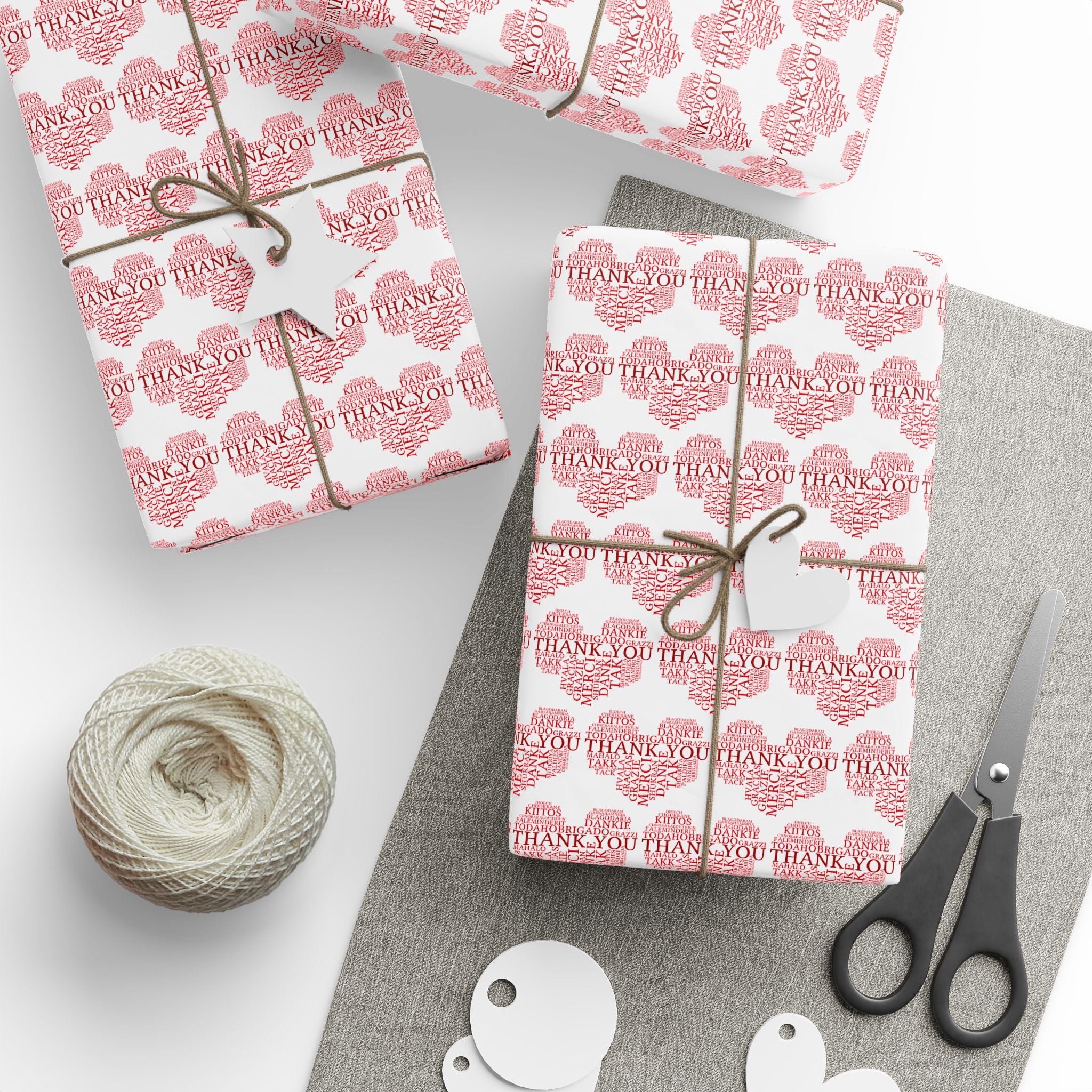 Thank You Multilingual Heart Wrapping Paper Design | Holiday Gift Wrapping Paper Roll