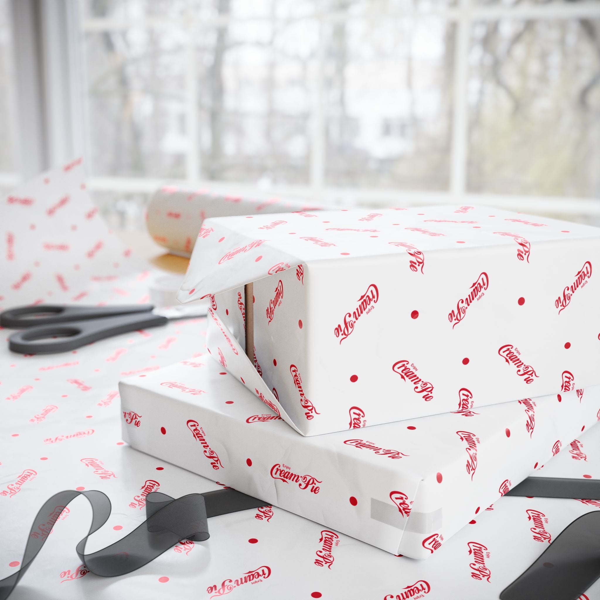 NSFW Cream Pie Spencerian Script Wrapping Paper - Holiday Gift Wrapping Paper Roll