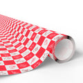 Christmas Red Checkerboard Icons Wrapping Paper | Holiday Gift Wrapping Paper Roll