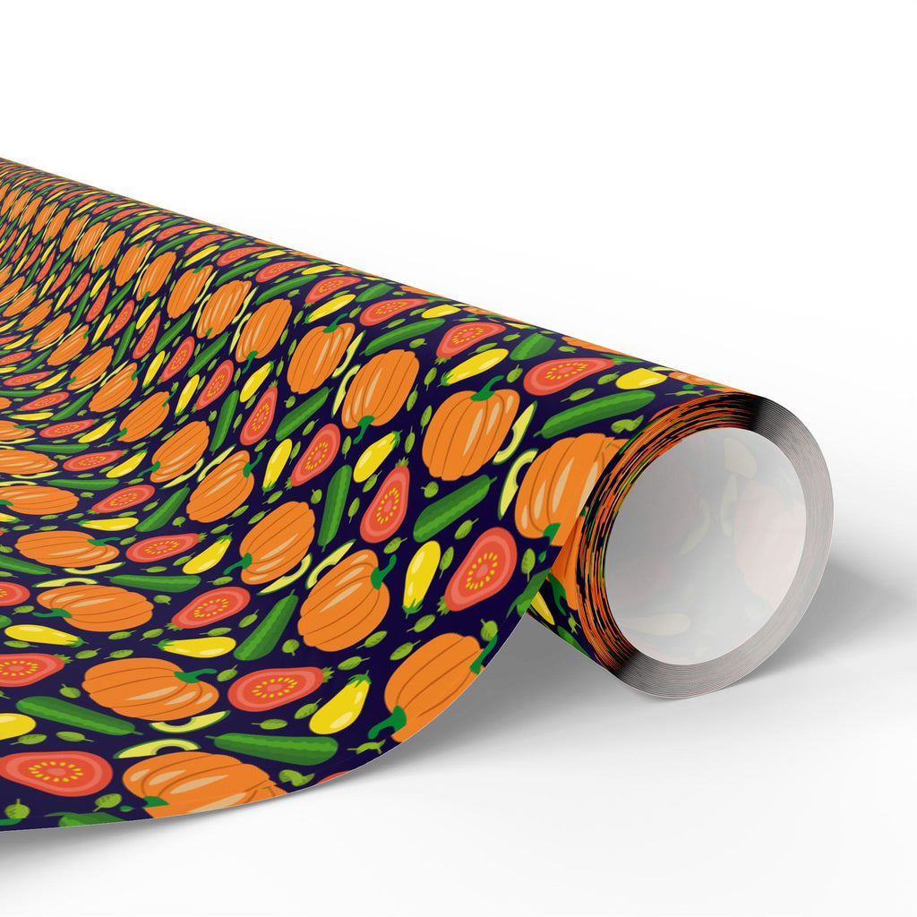 Thanksgiving Pumpkin Veggies Wrapping Paper | Holiday Gift Wrapping Paper Roll