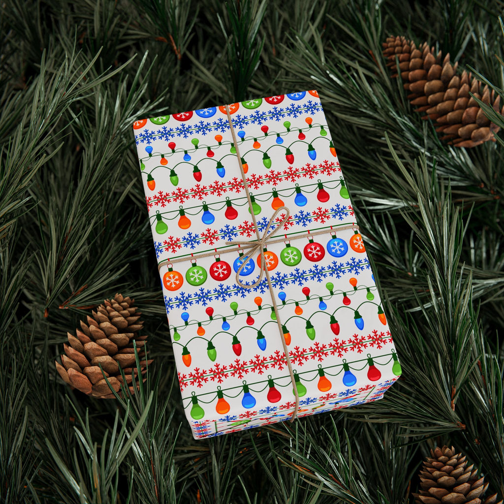 Christmas Ugly Lights White Wrapping Paper | Holiday Gift Wrapping Paper Roll