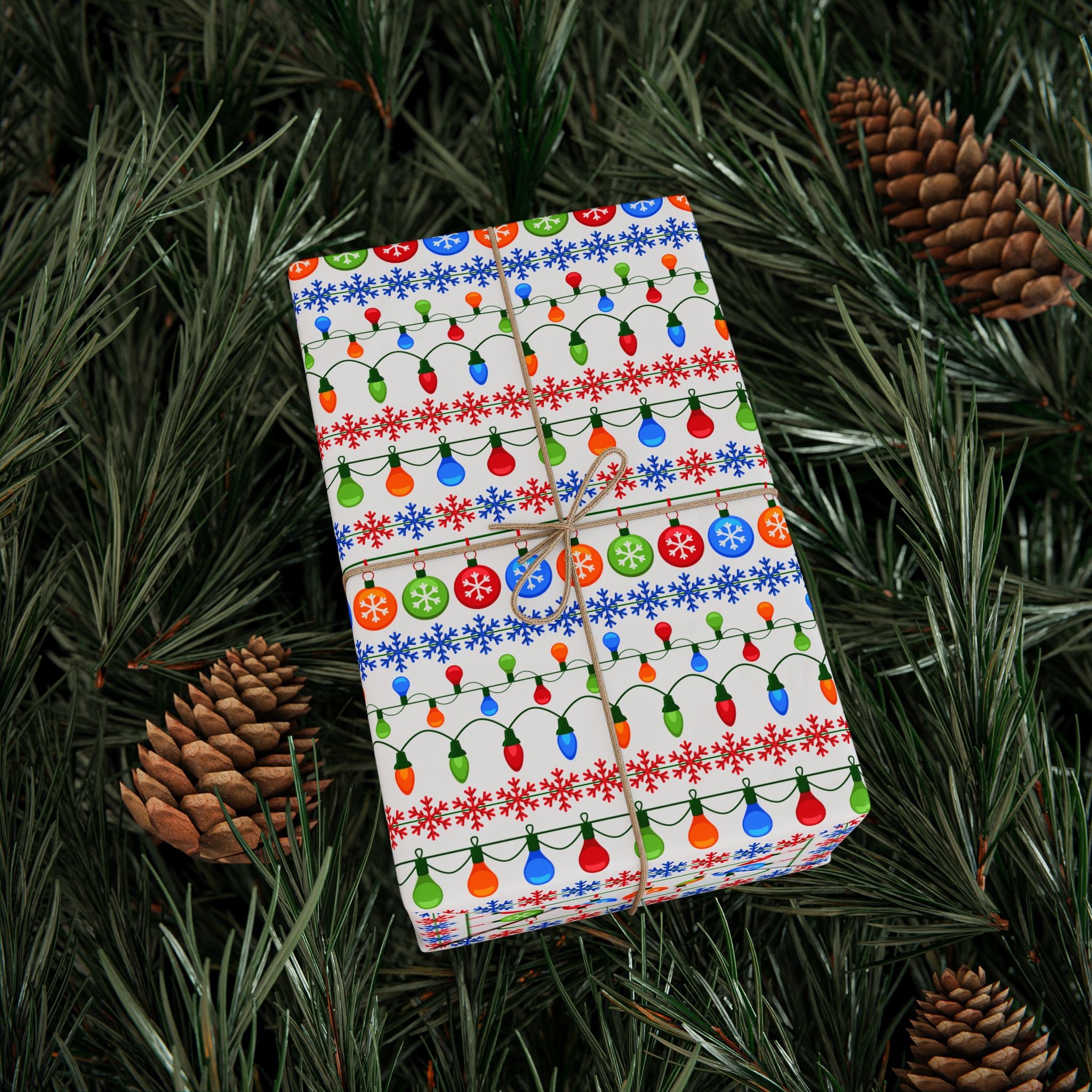 Christmas Ugly Lights White Wrapping Paper | Holiday Gift Wrapping Paper Roll