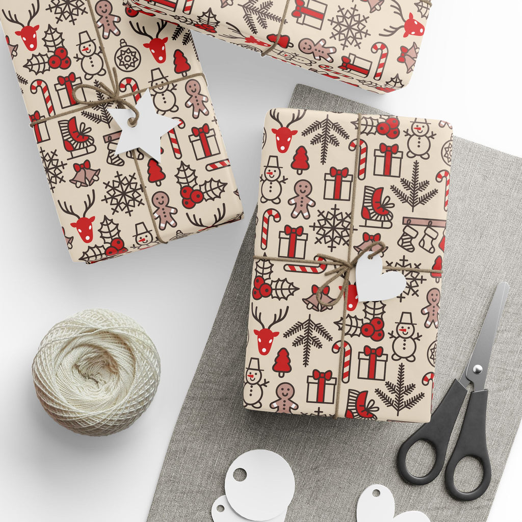 Christmas Vintage Lines Wrapping Paper | Holiday Gift Wrapping Paper Roll