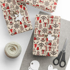 Christmas Vintage Lines Wrapping Paper | Holiday Gift Wrapping Paper Roll