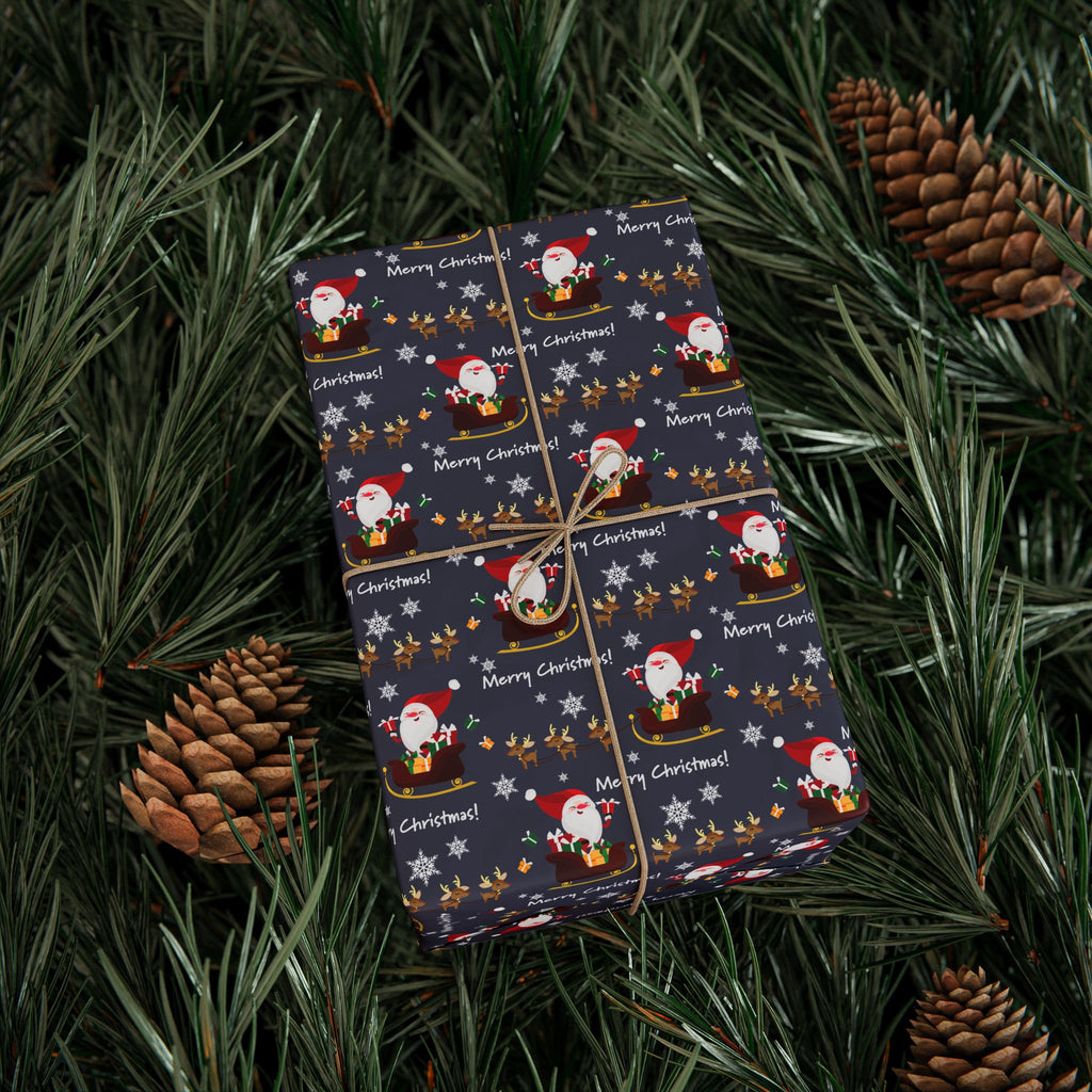 Christmas Santa's Sleigh Ride Wrapping Paper | Holiday Gift Wrapping Paper Roll