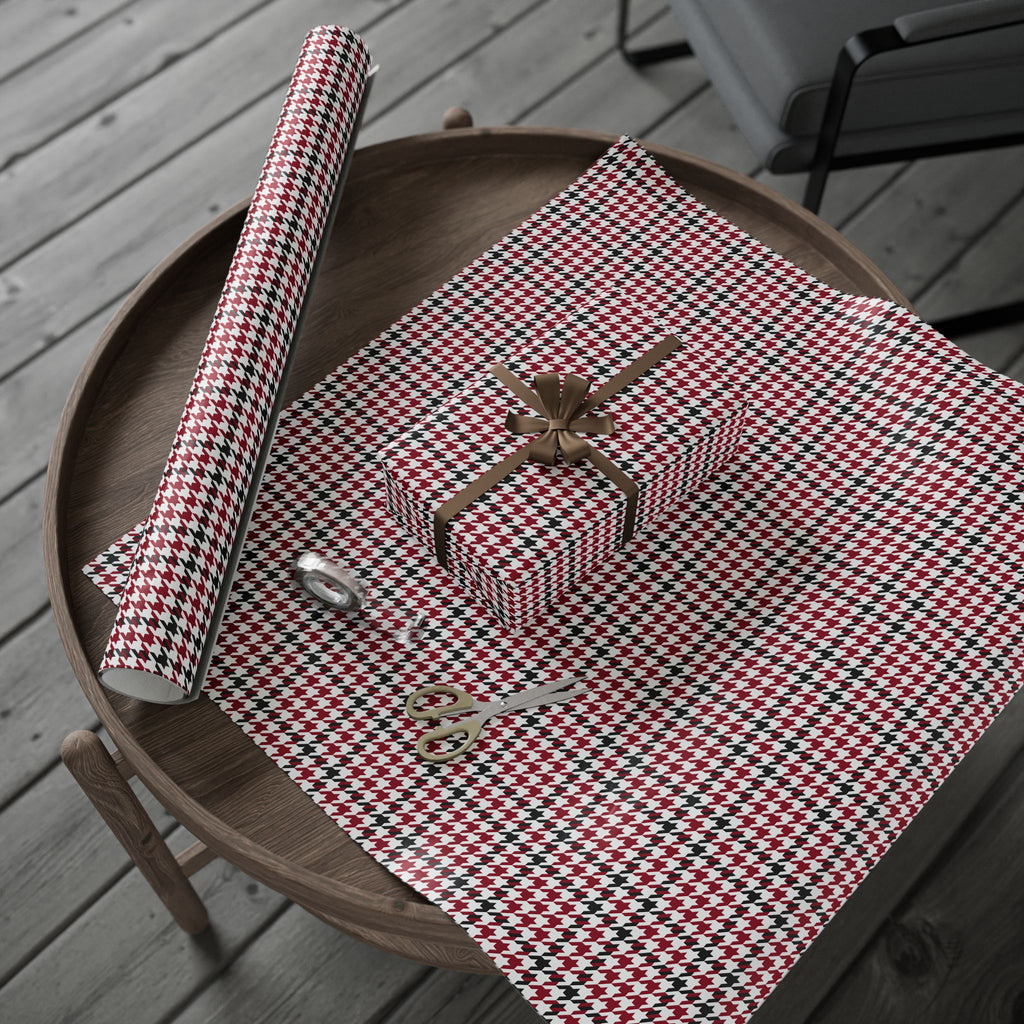 Houndstooth Wrapping Paper Design Cardinal 010 - Holiday Gift Wrapping Paper Roll