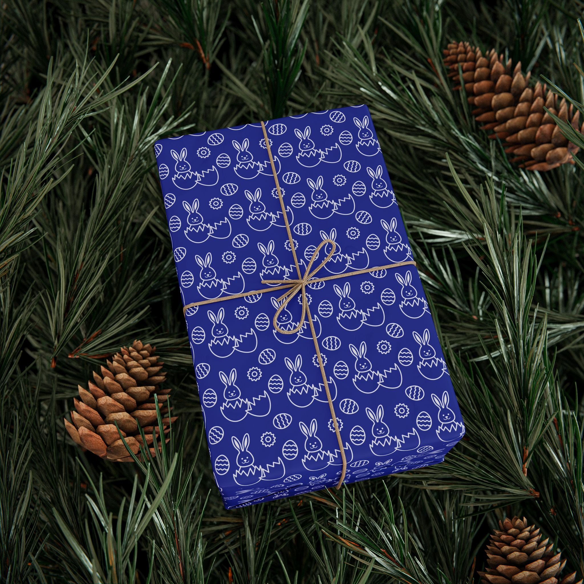Easter Bunnies on Blue Wrapping Paper | Holiday Gift Wrapping Paper Roll