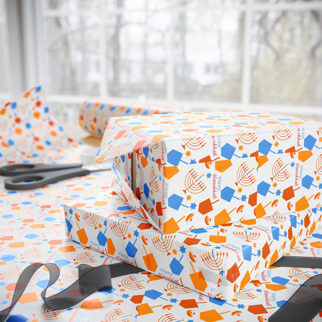 Hanukkah Happy Symbols Wrapping Paper | Holiday Gift Wrapping Paper Roll