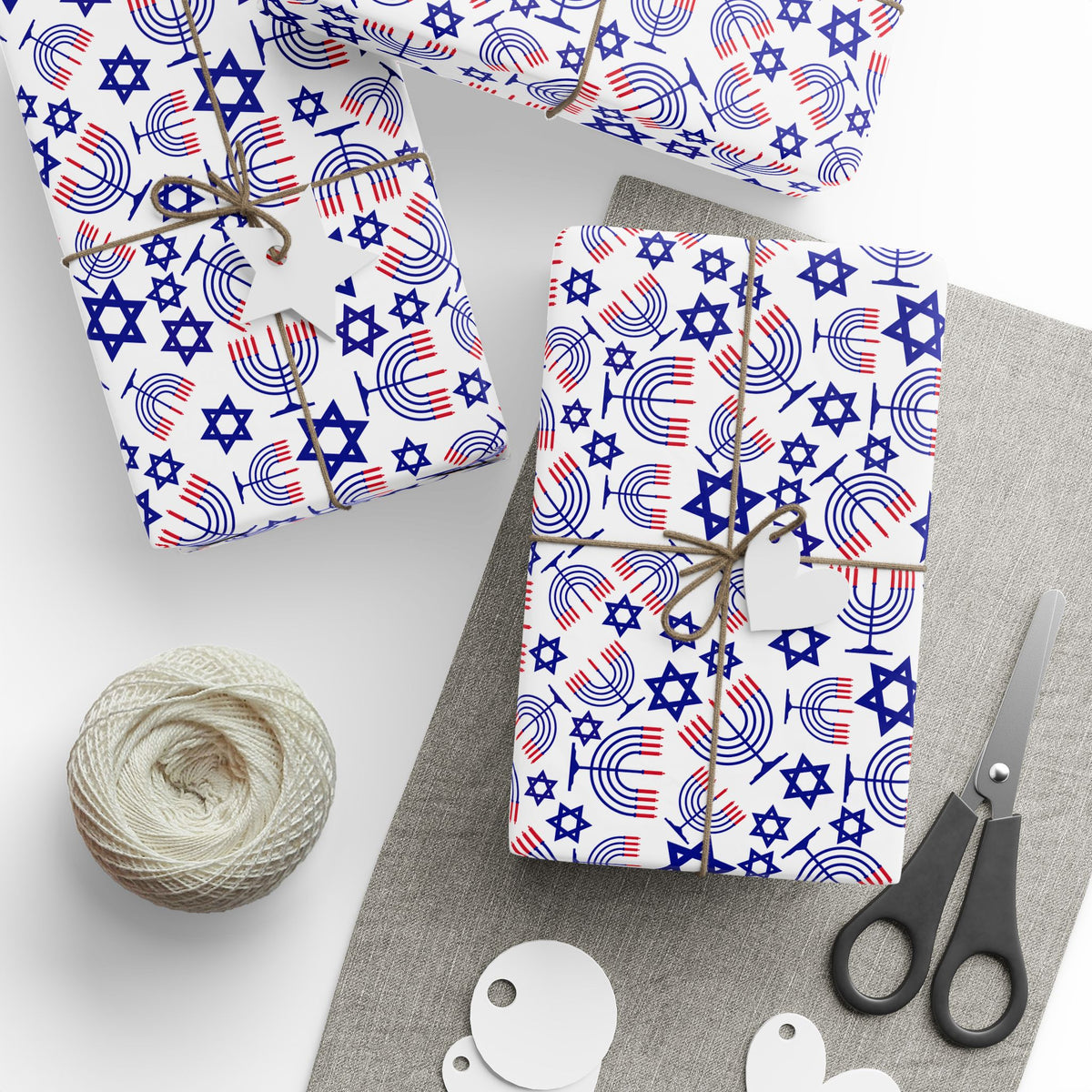 Hanukkah Red Collage Wrapping Paper | Holiday Gift Wrapping Paper Roll
