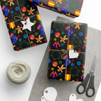 Christmas Blue Stockings Wrapping Paper | Holiday Gift Wrapping Paper