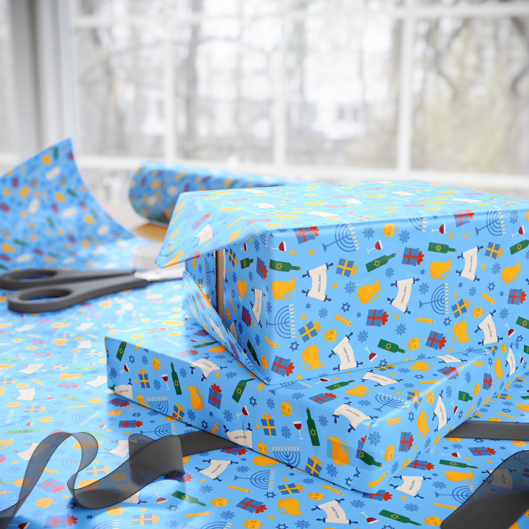 Hanukkah Celebrating the Torah Wrapping Paper | Holiday Gift Wrapping Paper Roll