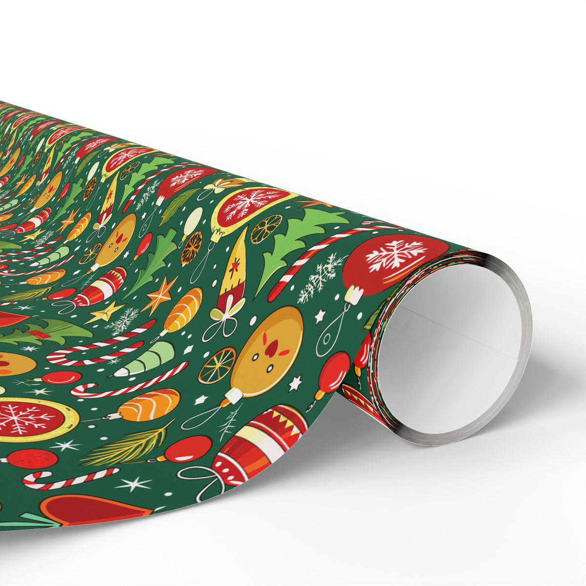 Christmas Cartoon Icons Wrapping Paper | Holiday Gift Wrapping Paper Roll