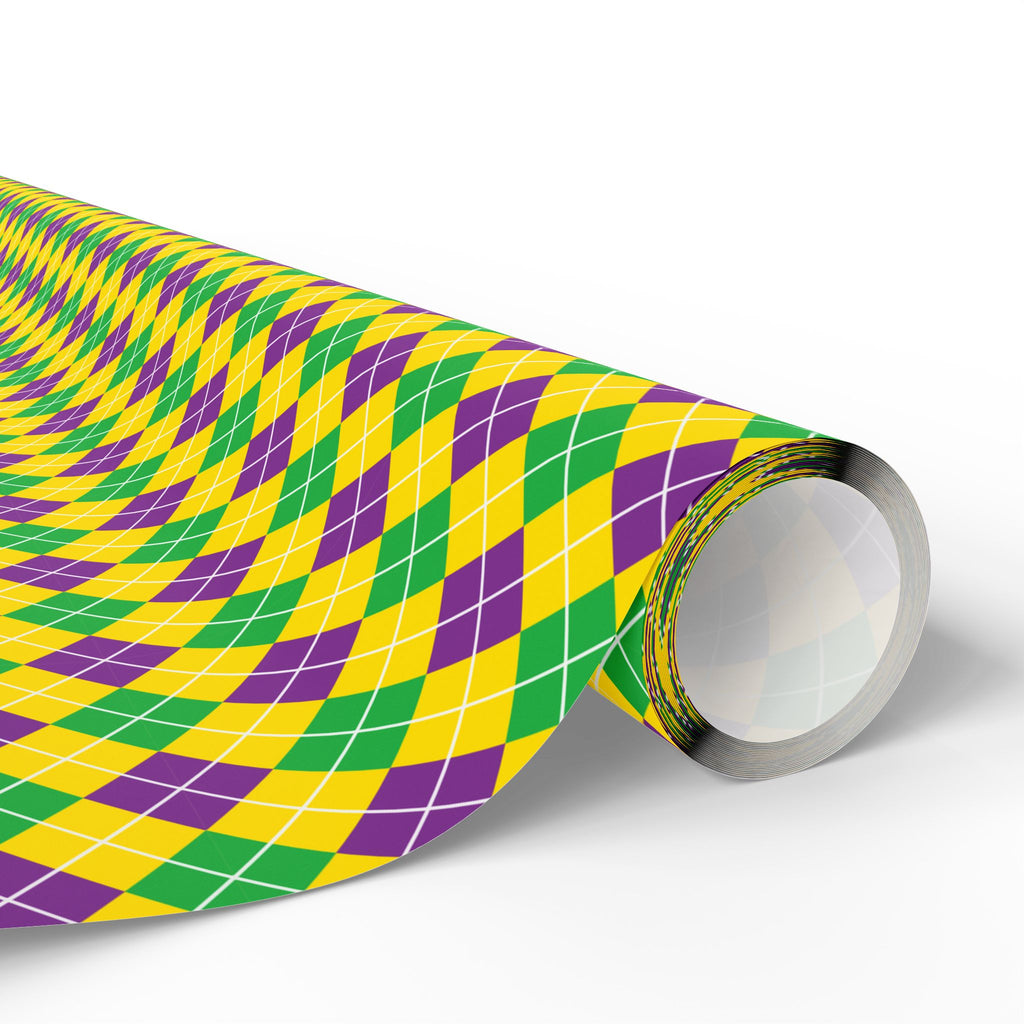 Mardis Gras Checkerboard Wrapping Paper | Holiday Gift Wrapping Paper Roll