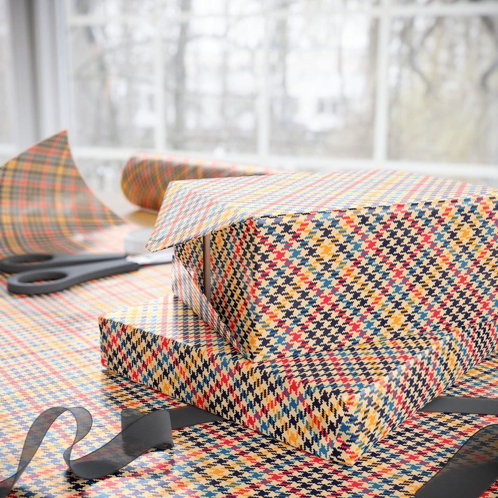 Houndstooth Wrapping Paper Design Multicolor 021 - Holiday Gift Wrapping Paper Roll
