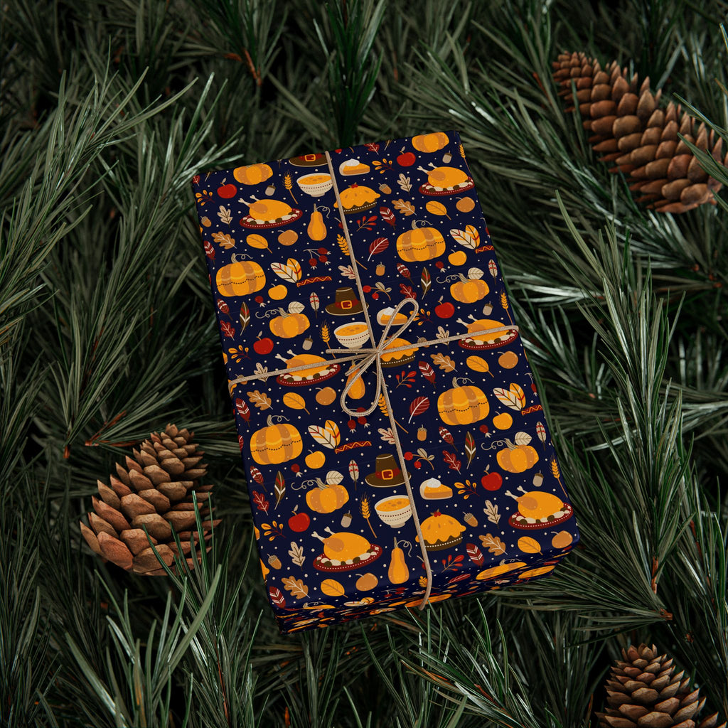 Thanksgiving Dinner Time Wrapping Paper | Holiday Gift Wrapping Paper Roll