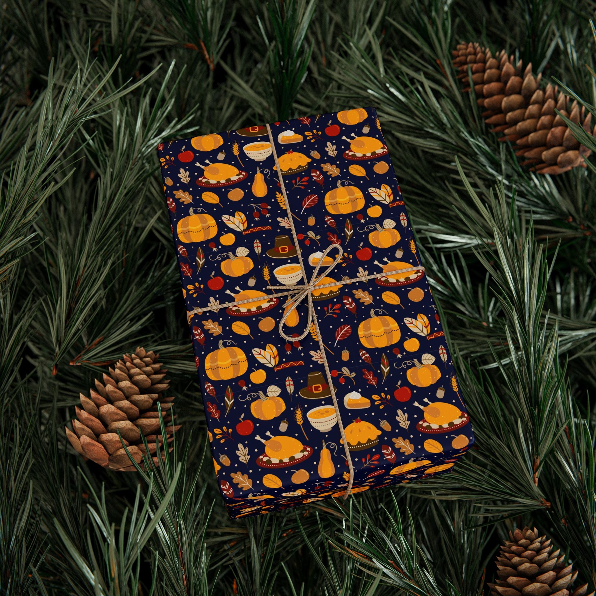 Thanksgiving Dinner Time Wrapping Paper | Holiday Gift Wrapping Paper Roll