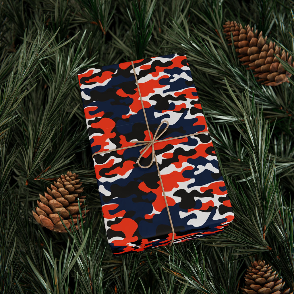 Illinois Fighting Illini Inspired Camoflauge Wrapping Paper - Holiday Gift Wrapping Paper Roll